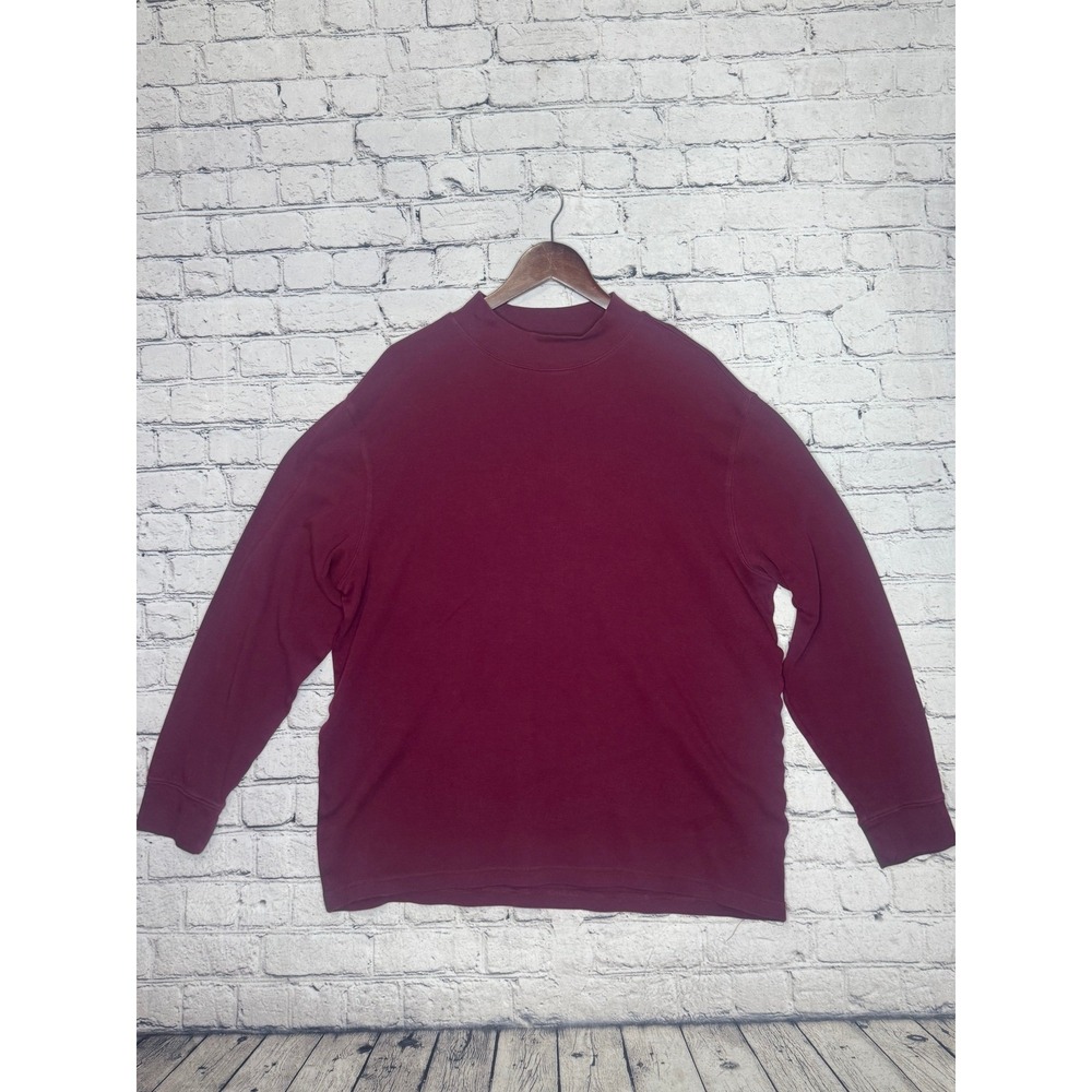 Saddlebred‎ Mens Burgundy Mock Neck Long Sleeve Cotton Shirt XL